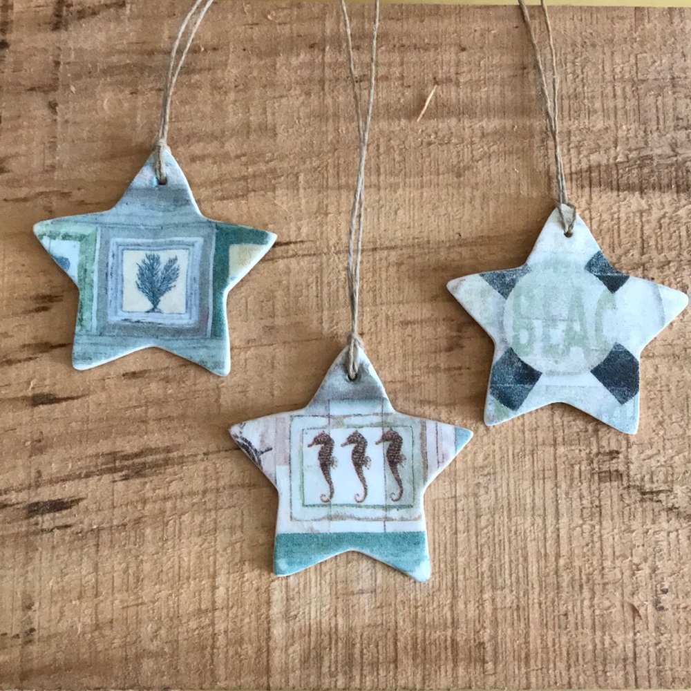 Three star ornaments